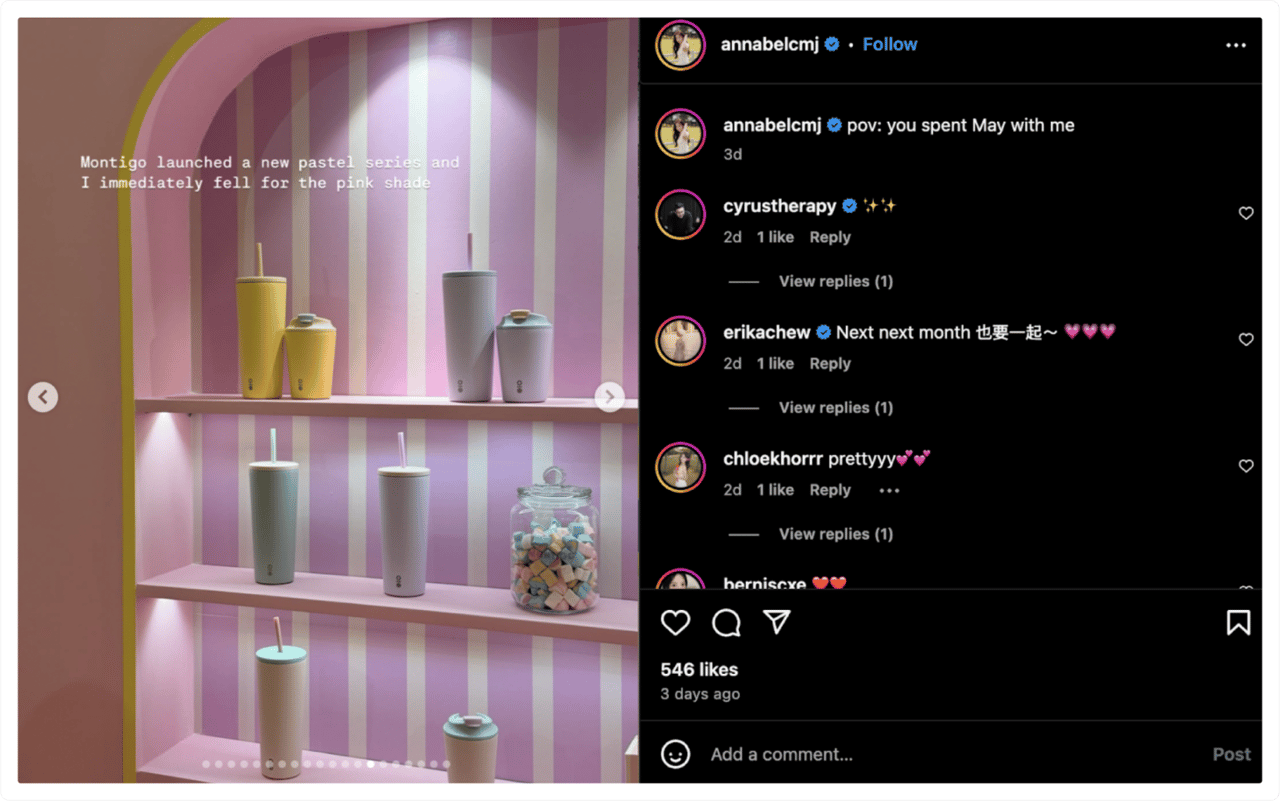 Authentic connections of a brand advocate on Instagram