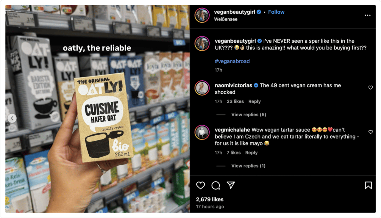 Organic brand ambassador on social media