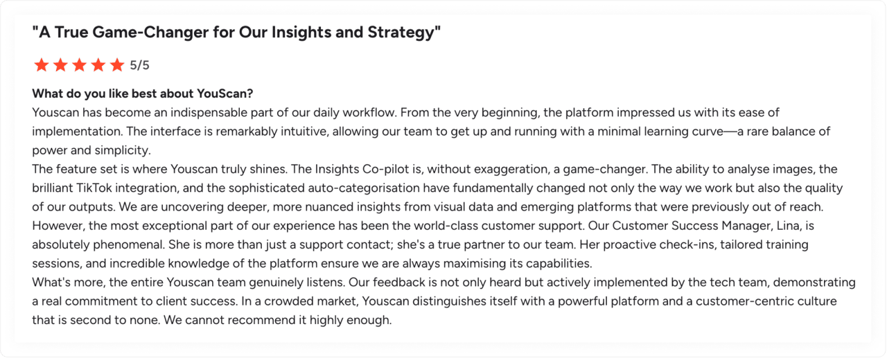 G2 review about YouScan