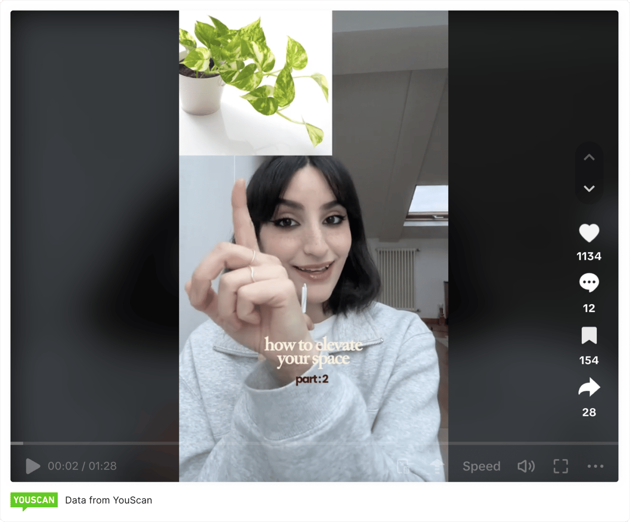 Post sobre diseño biofílico en TikTok