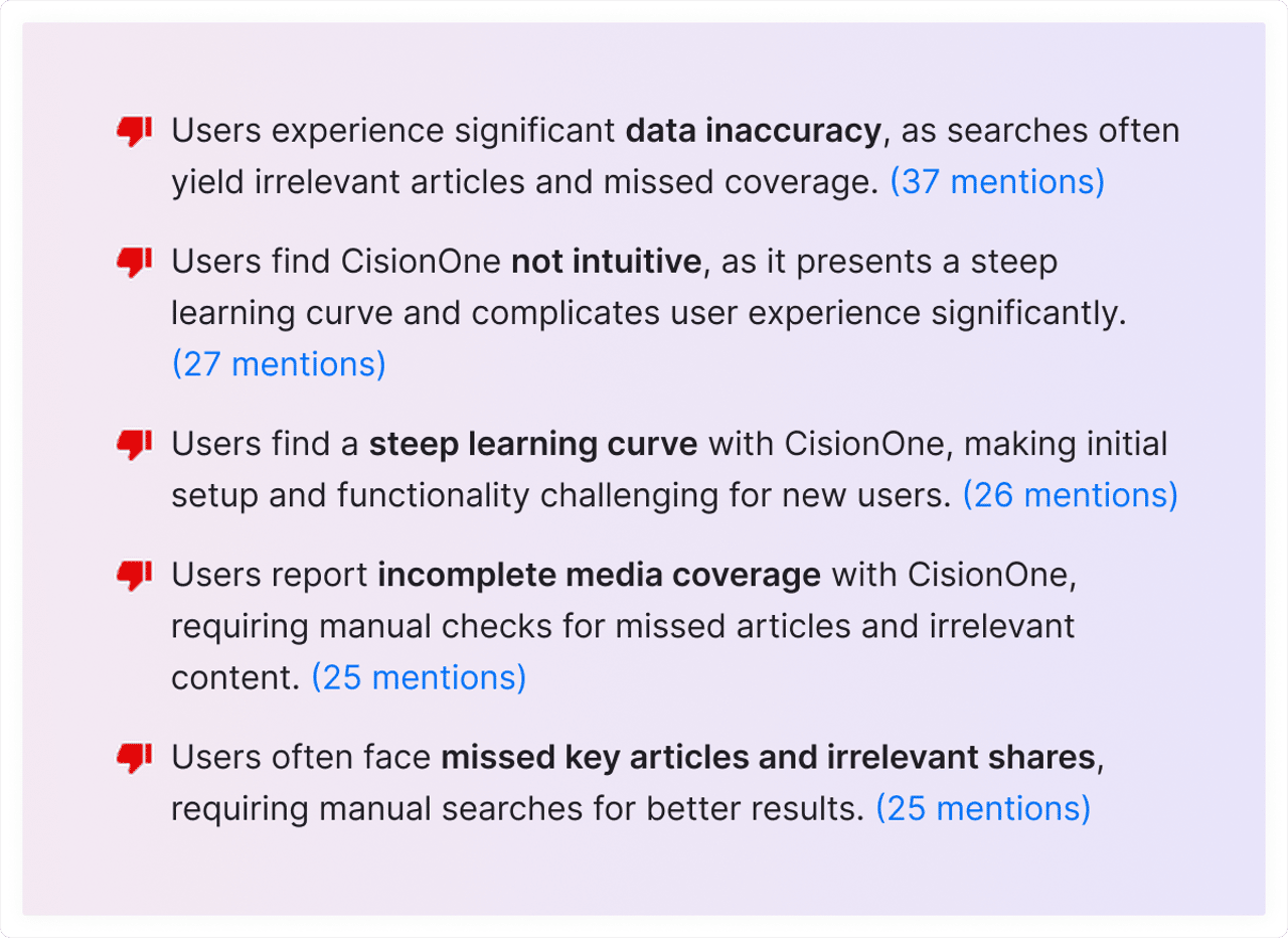 Comments on CisionOne on G2