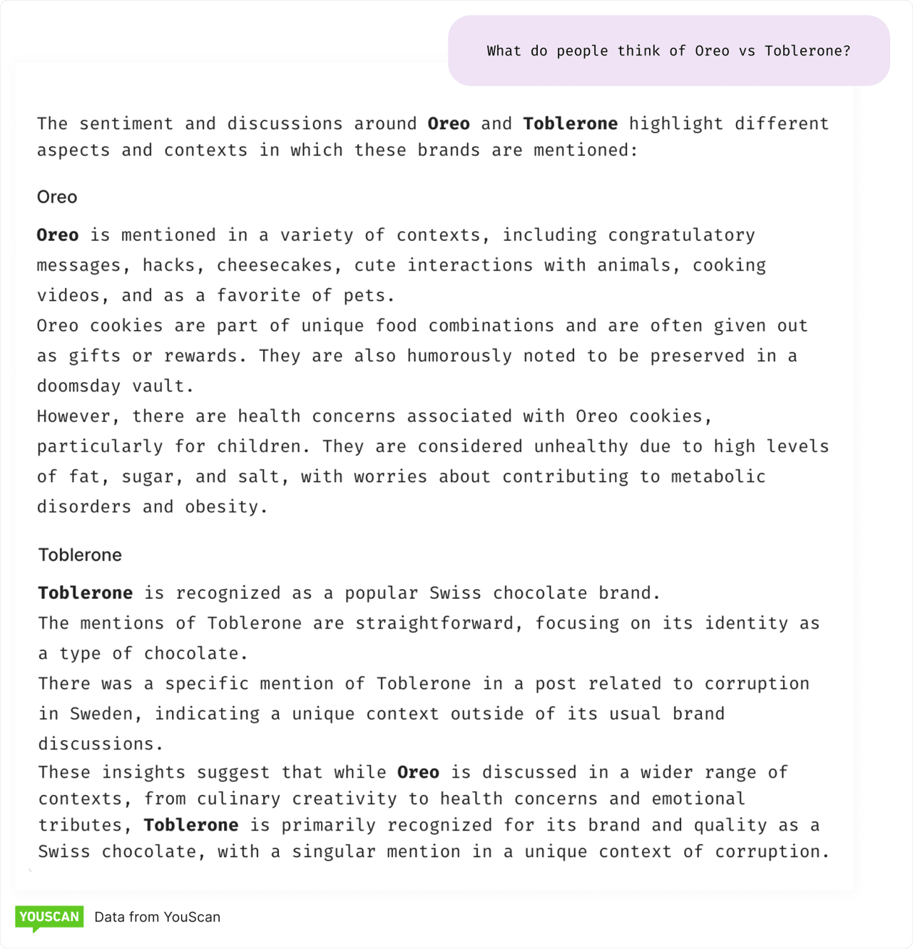 Ejemplo de comparación de datos con Insights Copilot