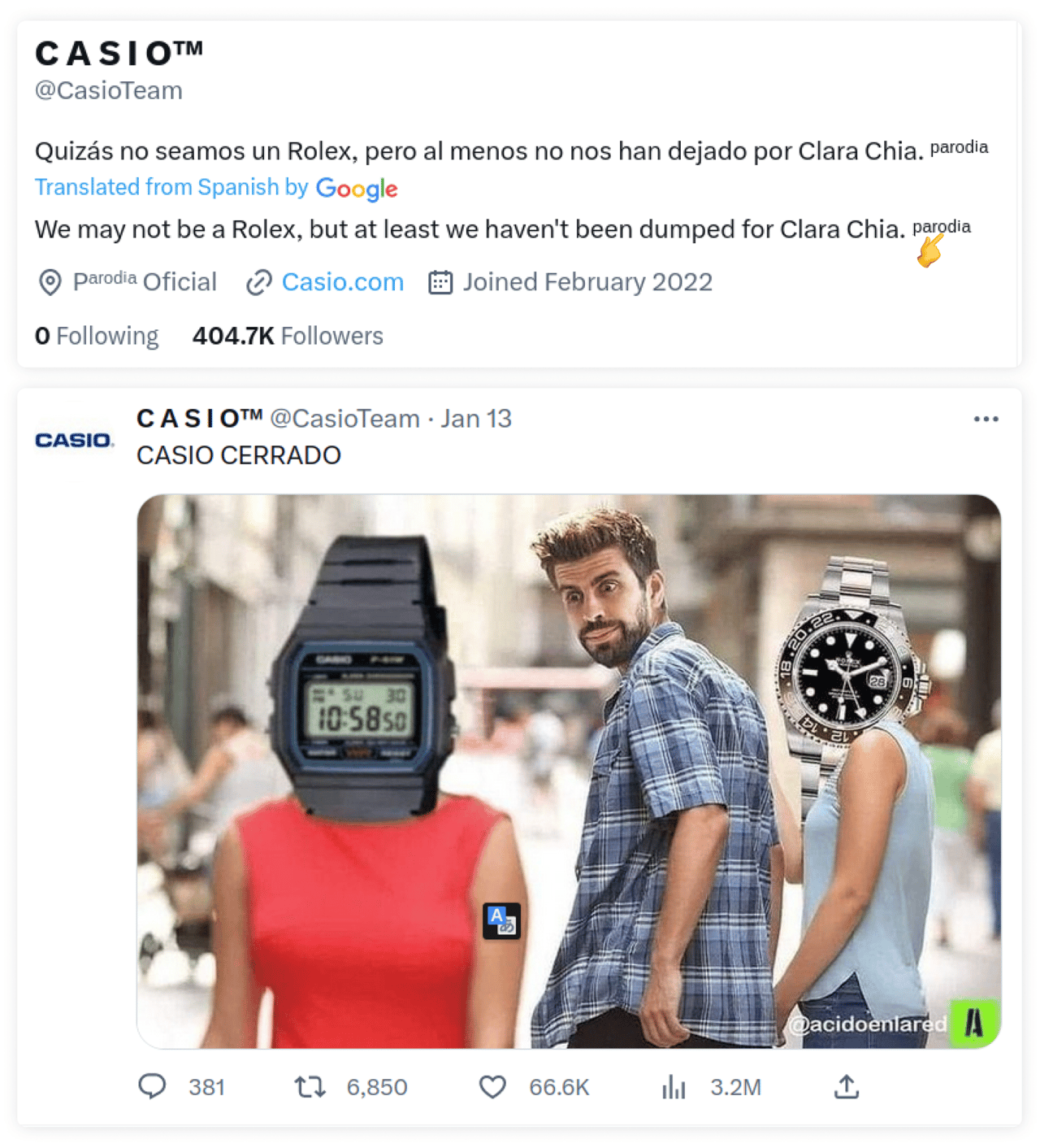 Фейковий акаунт Casio