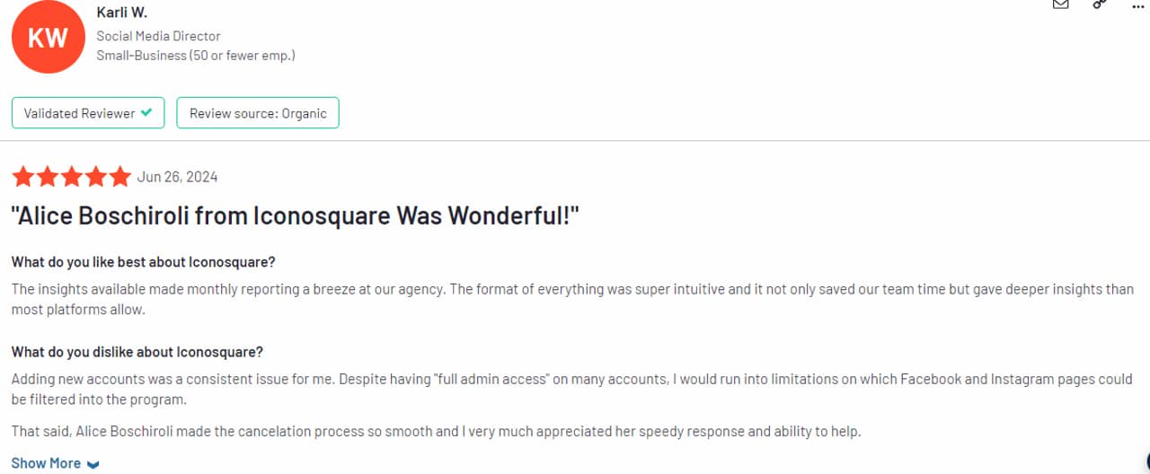 Feedback about Iconosquare