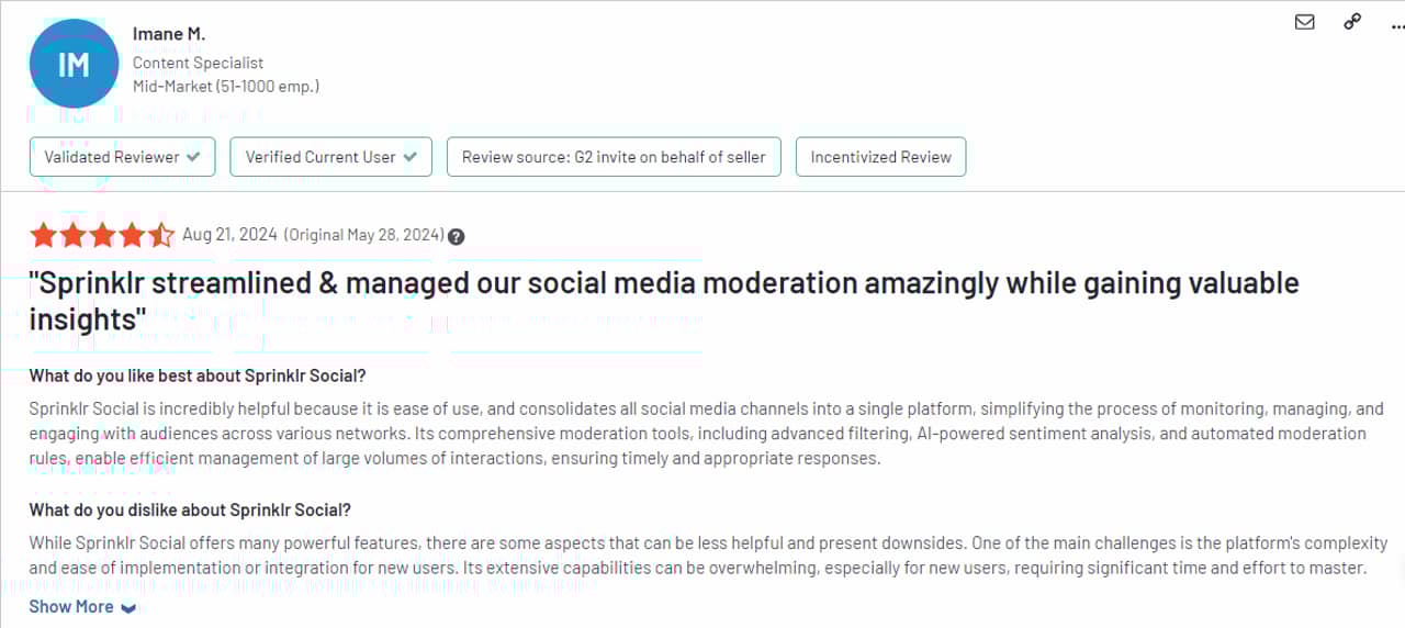 Feedback about Sprinklr
