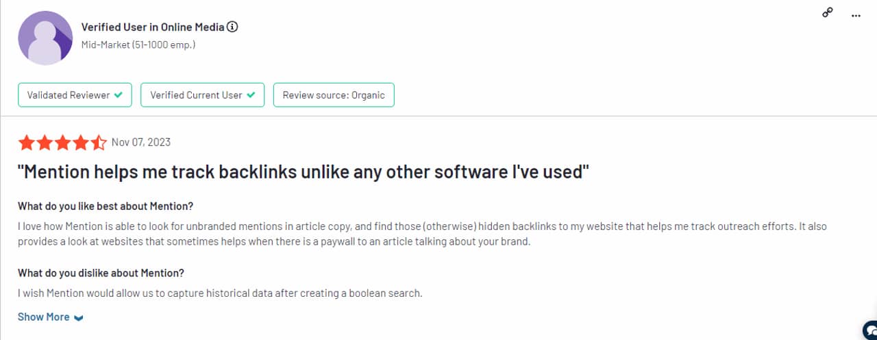 Feedback about Mention