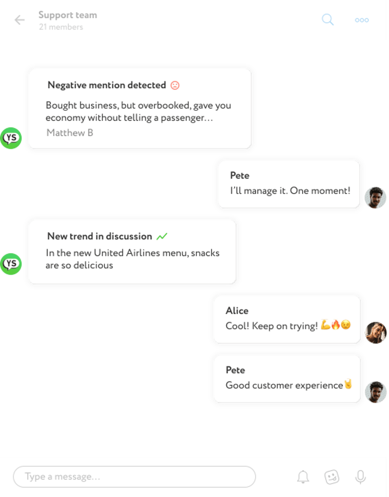 Notifications about negative spikes