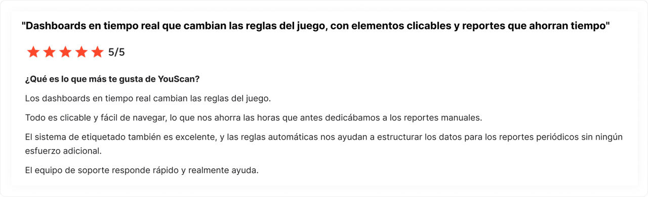 Reseña de un cliente sobre YouScan en G2