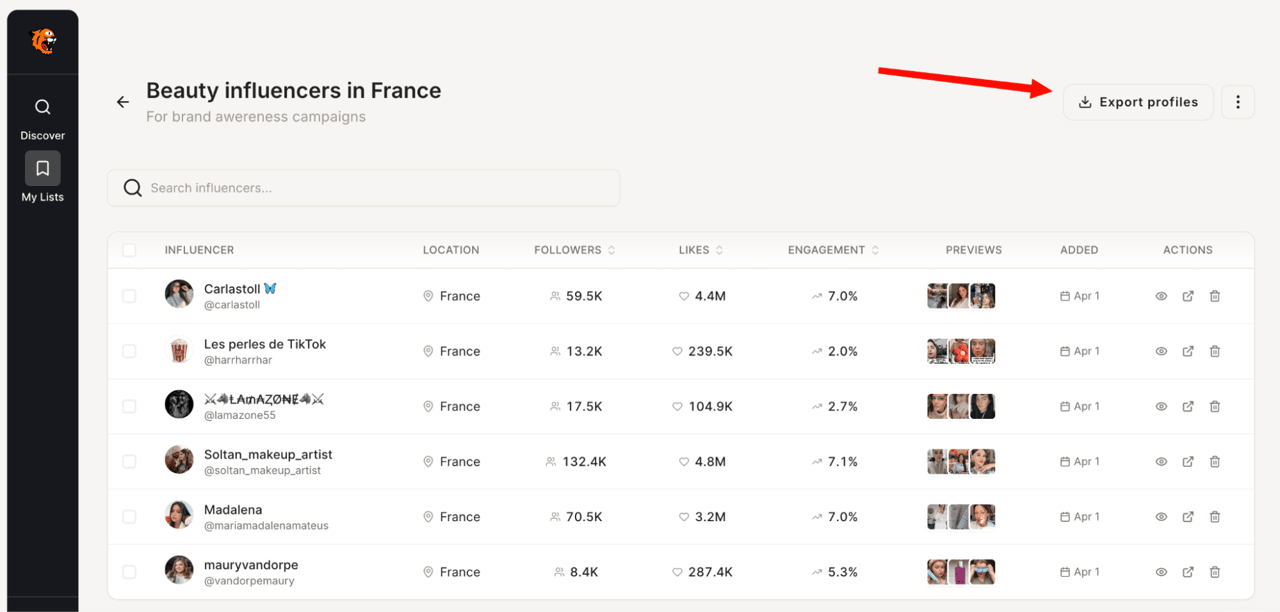 export tiktok influencers