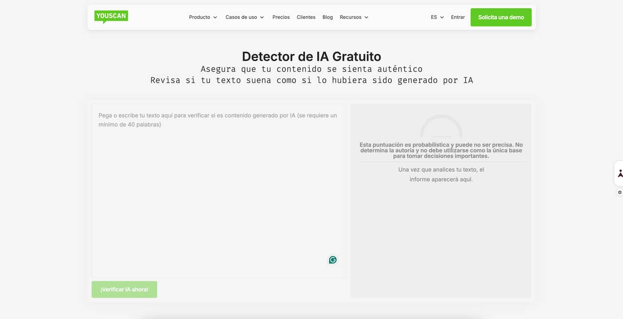 Detector de IA de YouScan