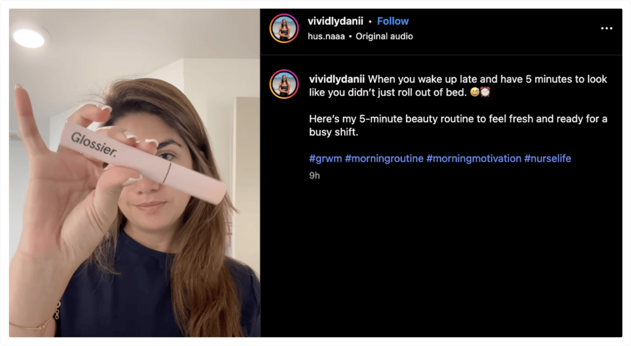 An Instagram influencer uses niche hashtags