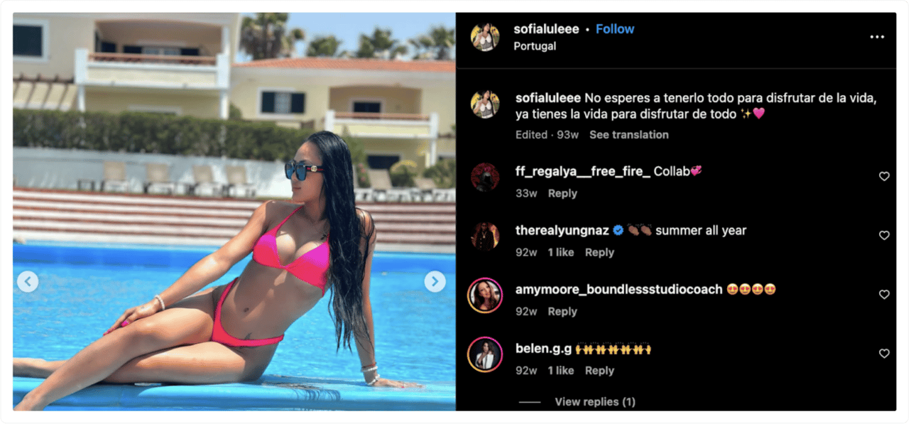 An influencer wearing Gucci sunglasses on Instagram