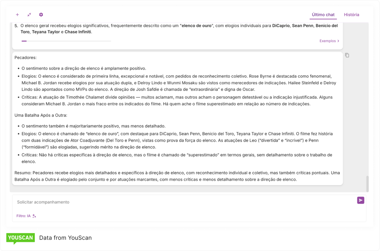 Sentiment comparison between Sinners & One Battle After Another