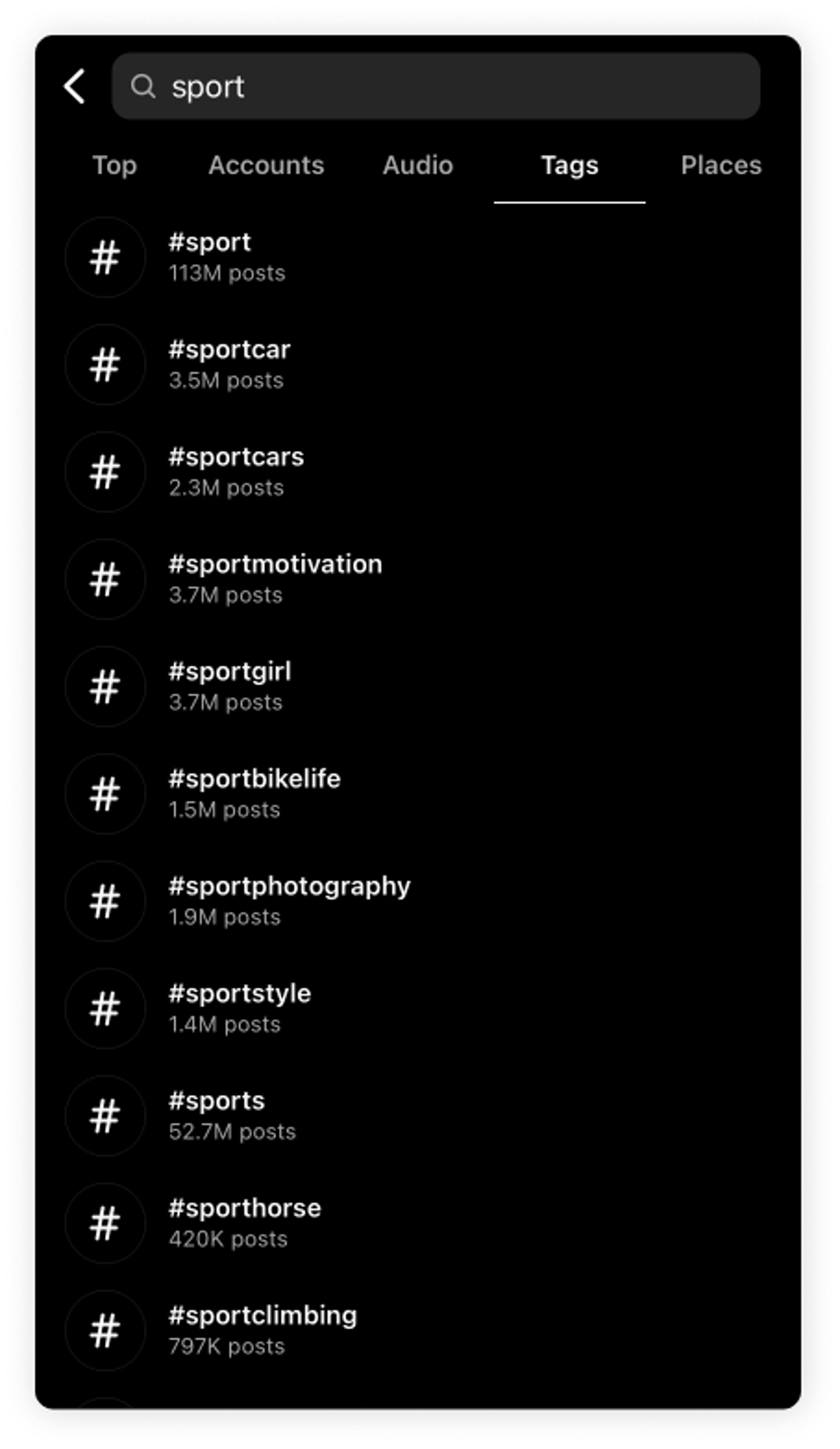 How to find hashtags? 