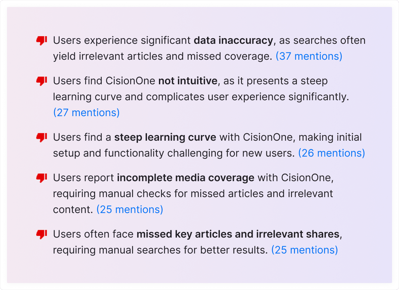Comments on CisionOne on G2