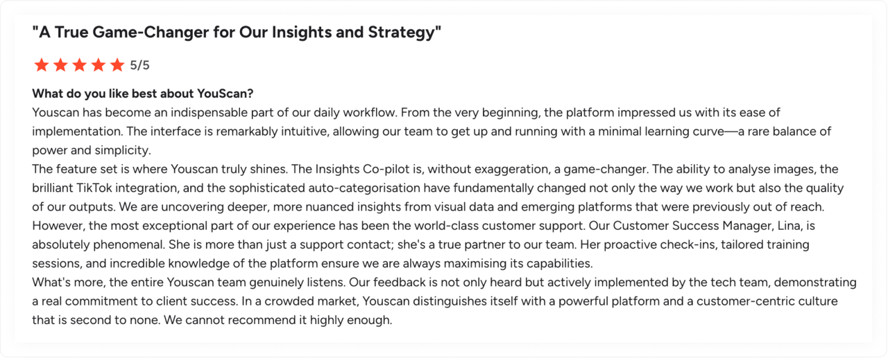 G2 review about YouScan