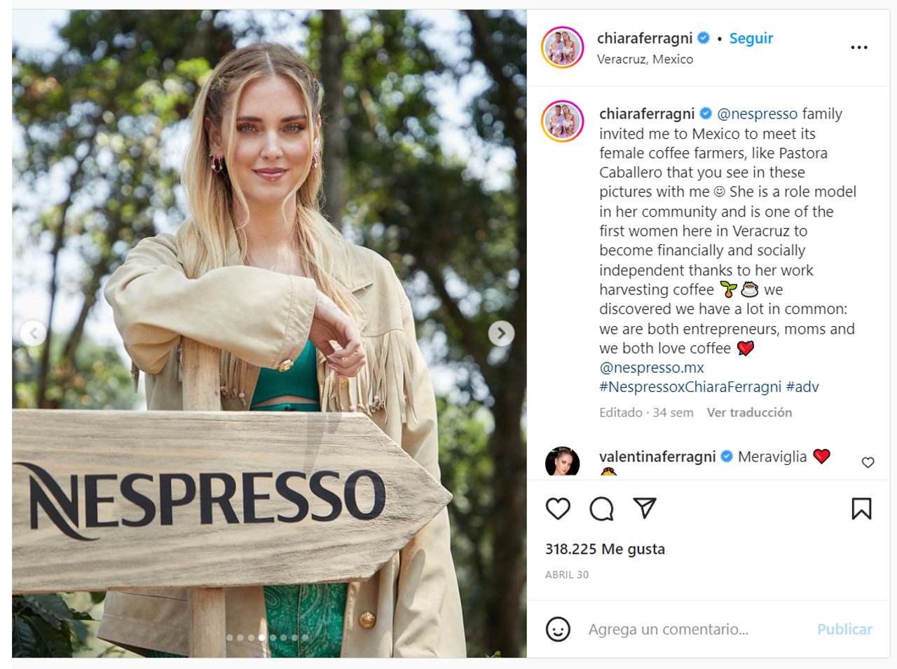 Chiara Ferragni nespresso