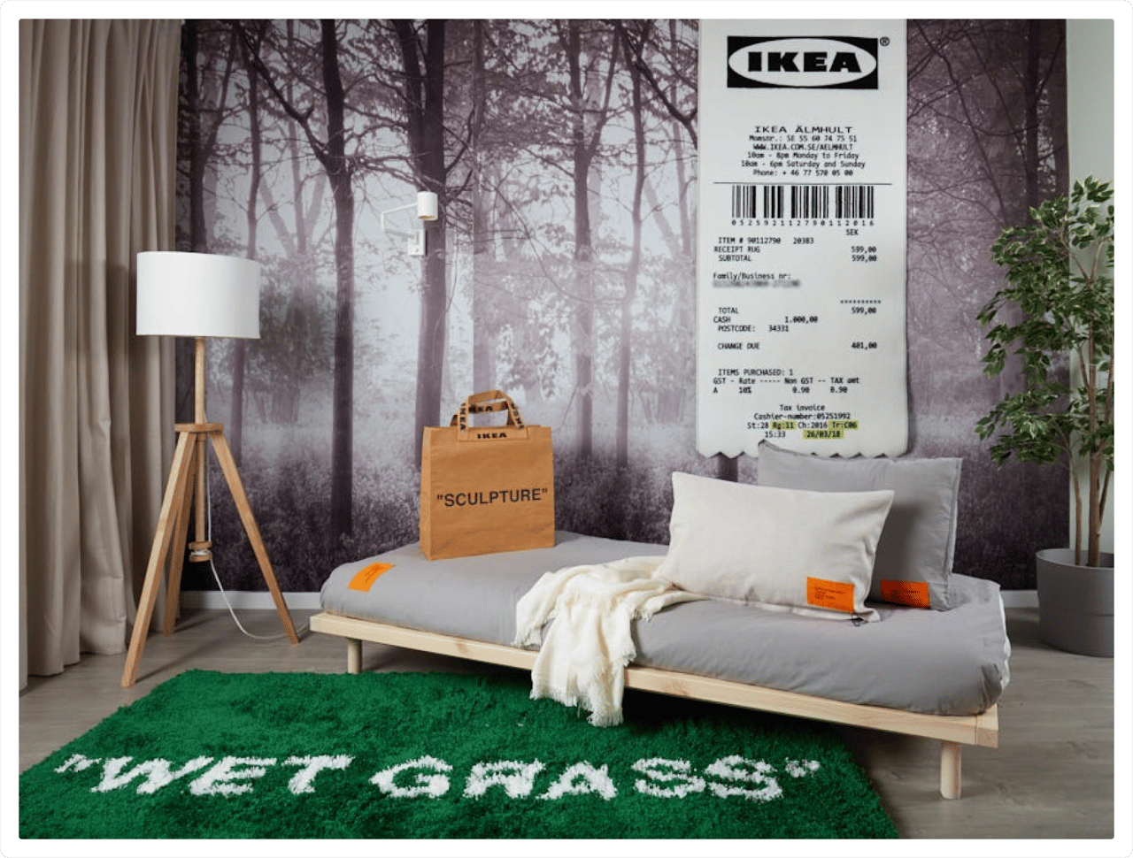 IKEA x Virgil Abloh staging IKEA receipt in an unexpected collaboration with an artist