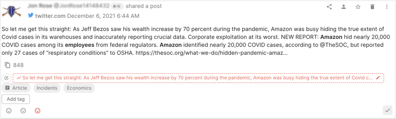 mention about amazon hiding covid cases