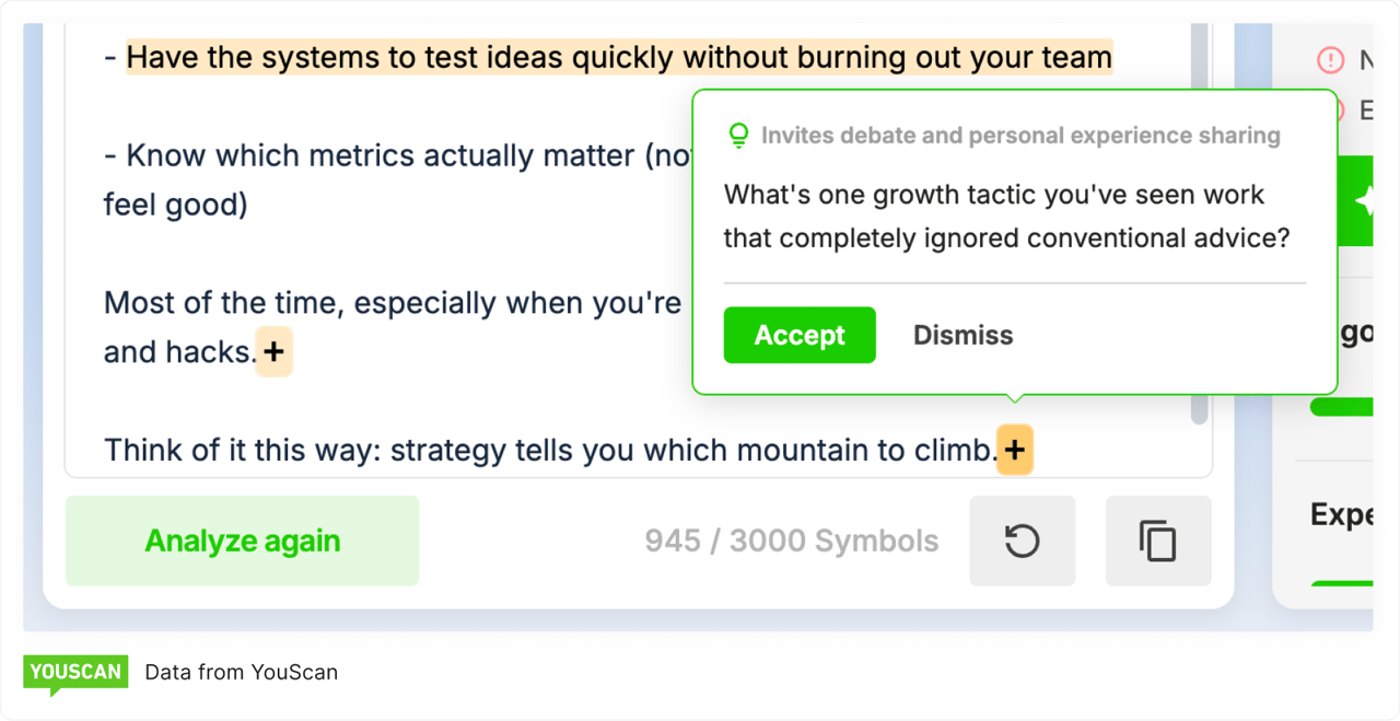 Screenshot from a free tool LinkedIn Post Quality Analyzer