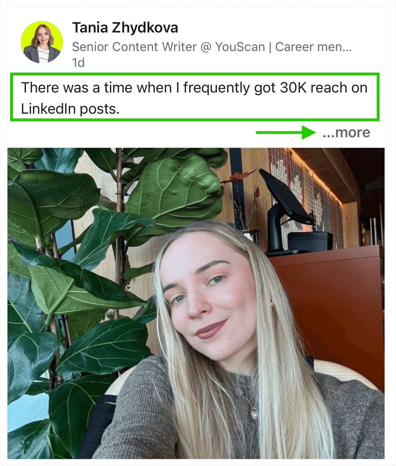 Screenshot from the mobile web LinkedIn feed