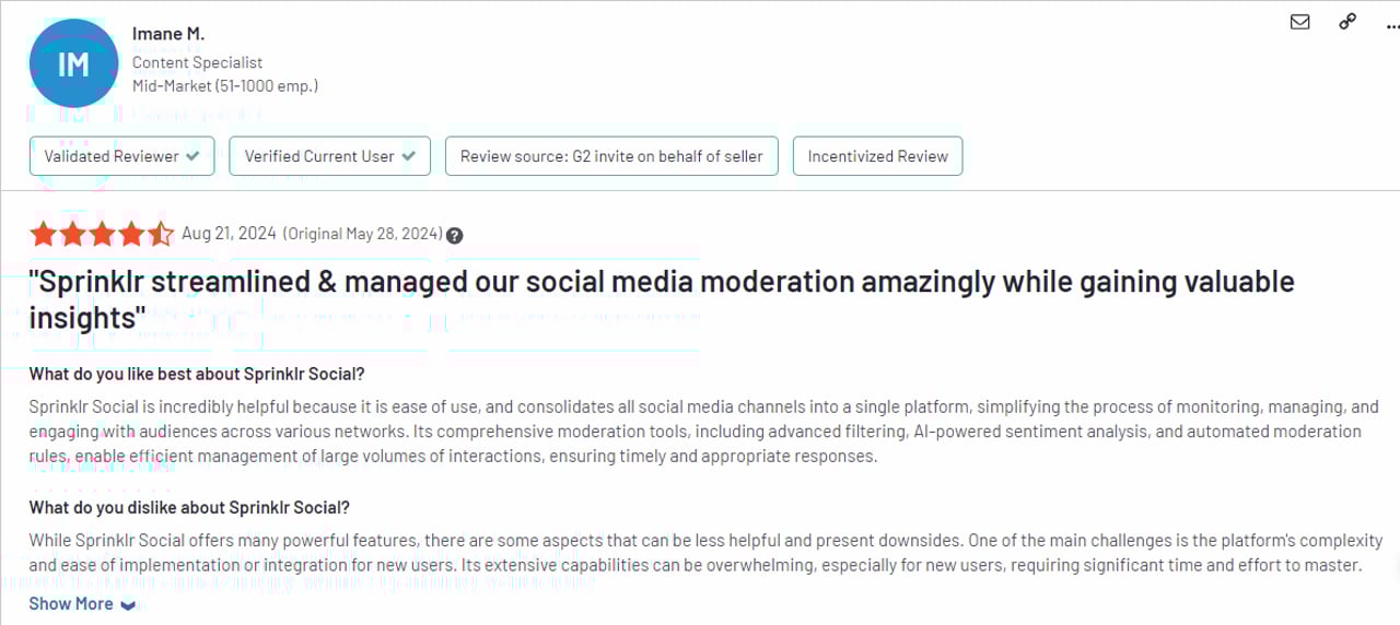 Feedback about Sprinklr