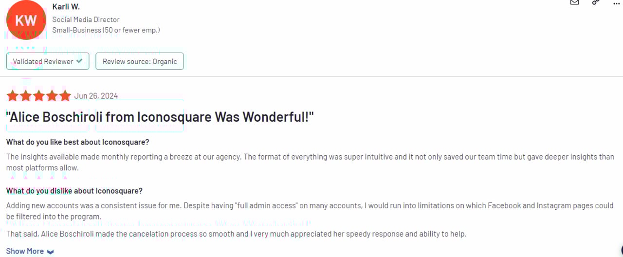 Feedback about Iconosquare