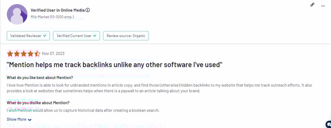 Feedback about Mention
