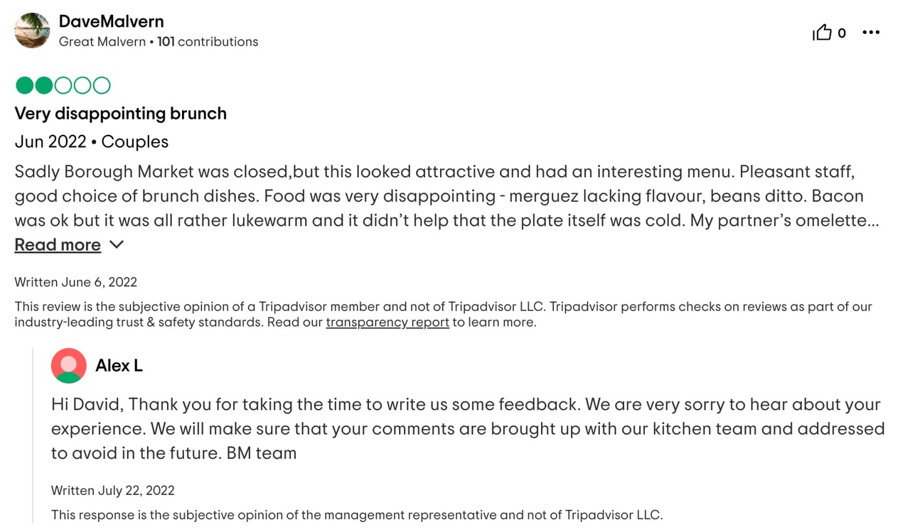 Crisis management applied to responding to negative customer feedback