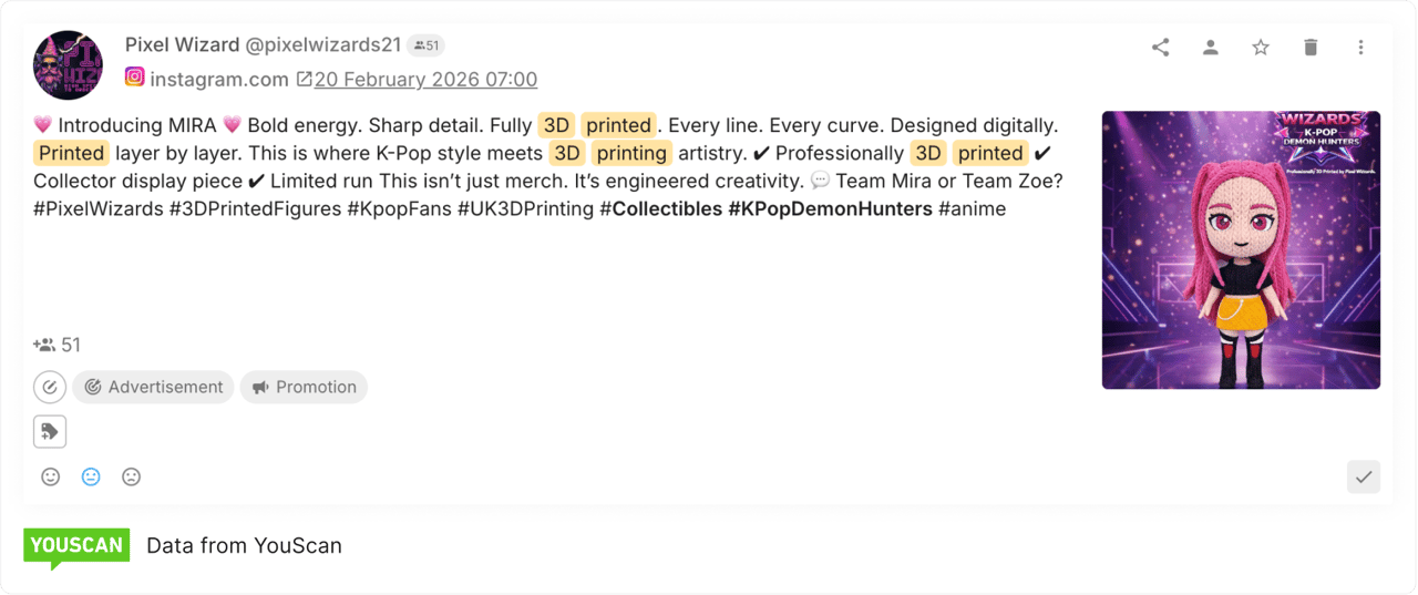 Fan-made 3D-printed accessories shared on Instagram