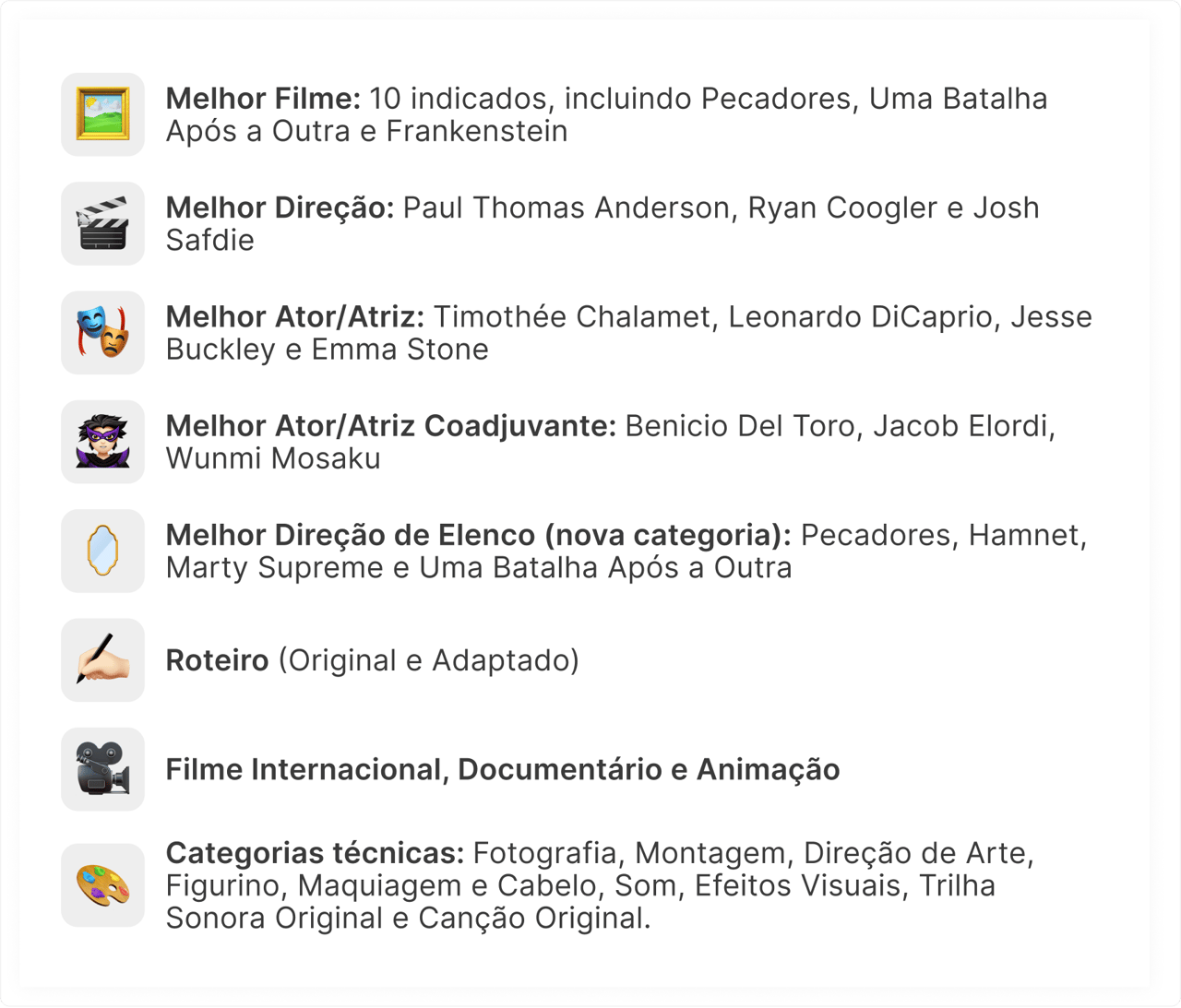 Oscars 2026 nominees