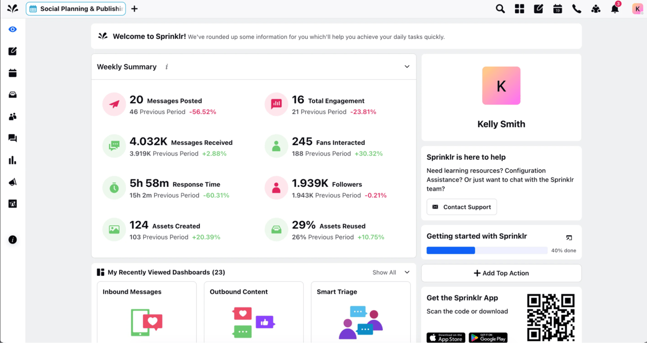 Sprinklr dashboard