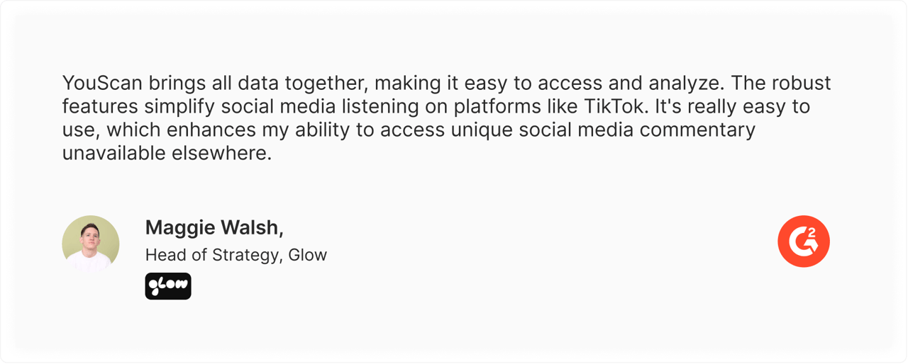 The Glow Testimonial about YouScan